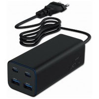 CARGADOR RAPIDO GEMBIRD USB POWERDELIVERY GAN DE 4 PUERTOS 100 W NEGRO-6DI CARGADOR RAPIDO GEMBIRD USB POWERDELIVERY GAN DE 4 PUERTOS 100 W NEGRO