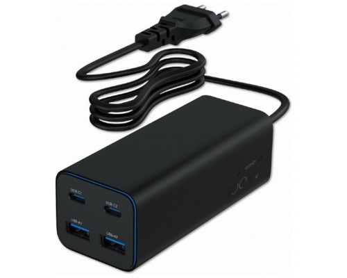 CARGADOR RAPIDO GEMBIRD USB POWERDELIVERY GAN DE 4 PUERTOS 100 W NEGRO-DI6 CARGADOR RAPIDO GEMBIRD USB POWERDELIVERY GAN DE 4 PUERTOS 100 W NEGRO
