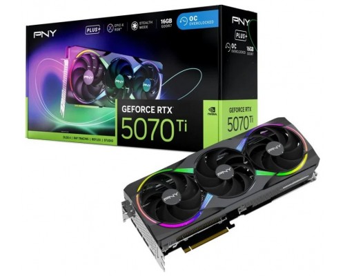 TARJETA GRÁFICA PNY RTX 5070 Ti 16GB ARGB OVERCLOKED TRIPLE FAN PLUS DLSS 4